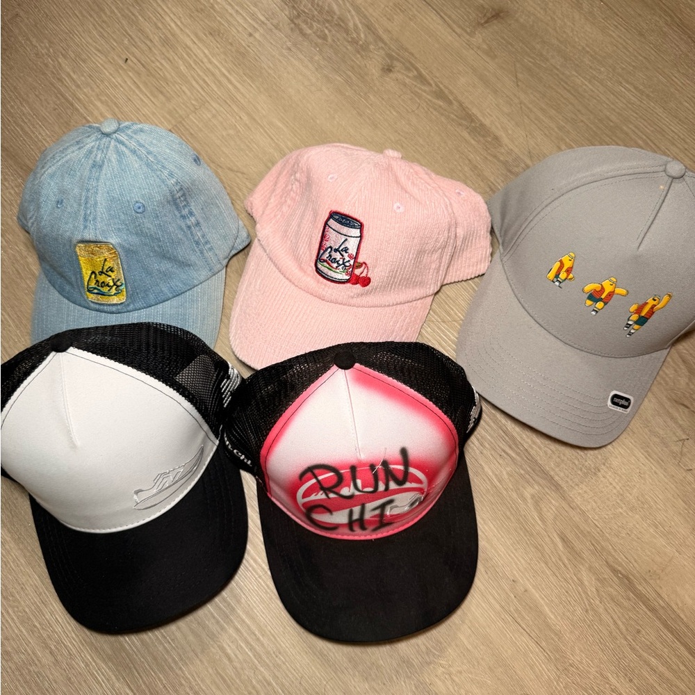 All brand new adjustable 5-Pack Casual Caps Pink, Light Blue, Gray, Black, White